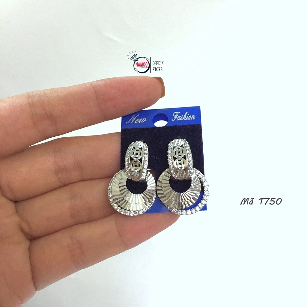 Khuyên Tai Bạc Nữ T750 Bền Màu Khóa Hộp Ý không đen gỉ