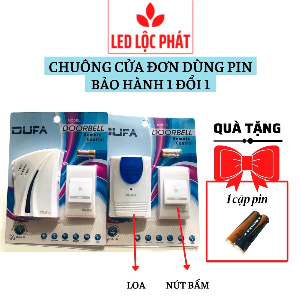 Chuông báo khách không dây gắn cửa ra vào, chuông cửa điện không dây dùng pin