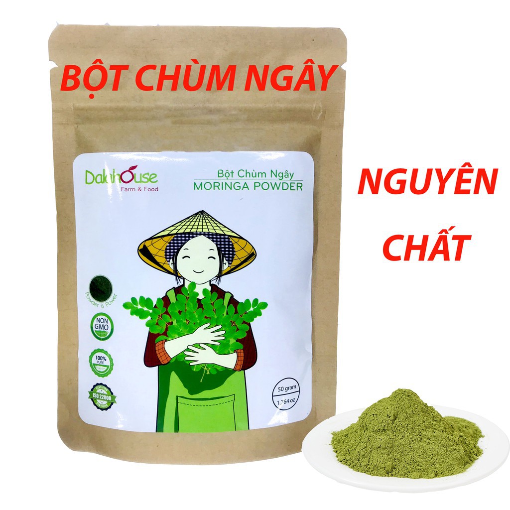 Bột Chùm Ngây Sấy Lạnh Nguyên Chất Dalahouse (50g) bổ sung dinh dưỡng người cao tuổi, bột rau củ ăn dặm cho bé