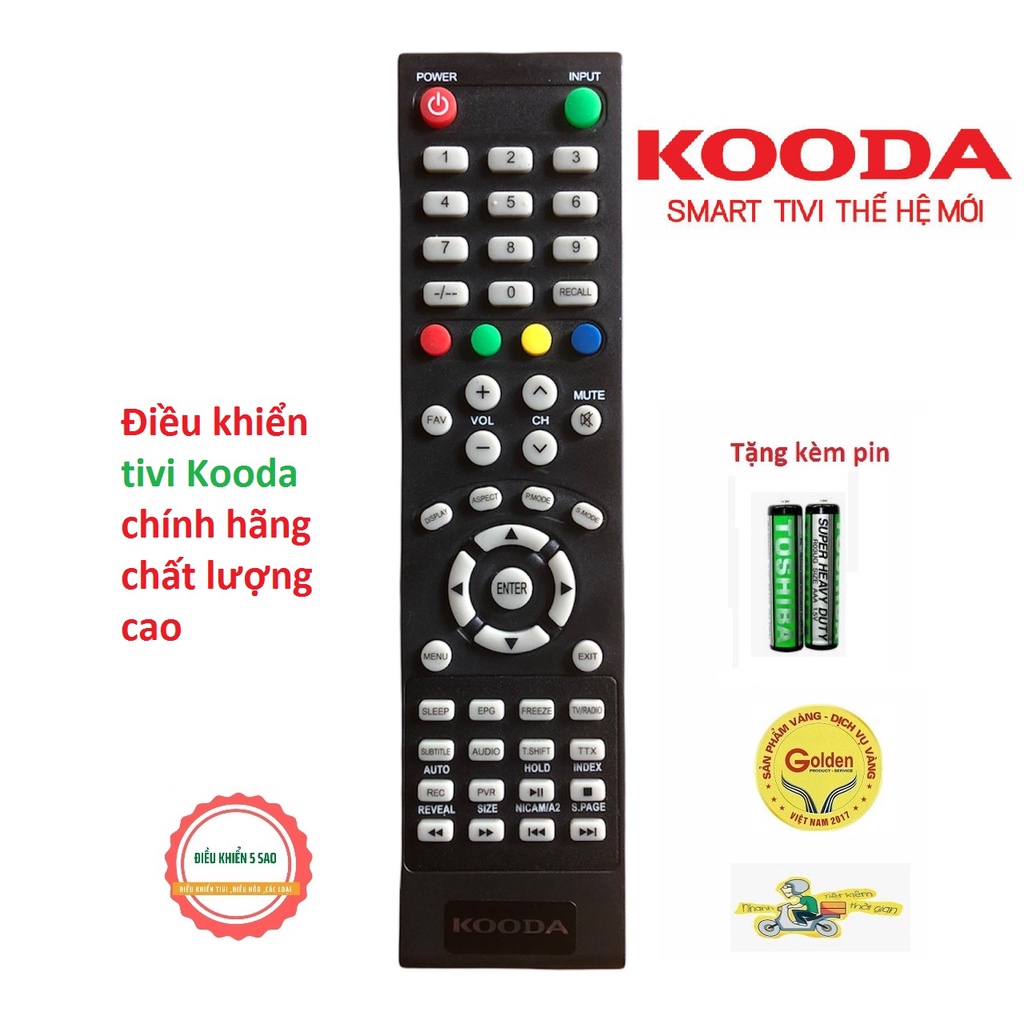 Điều khiển tivi Kooda chính hãng model Remote HD-03C loại zin theo máy - tặng kèm pin