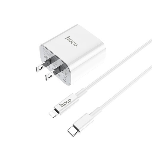 Bộ sạc nhanh PD20W Hoco C76 Plus, tích hợp công nghệ sạc nhanh 20W, chuẩn PD 3.0, bao gồm cáp Type-C to iP dài 1m