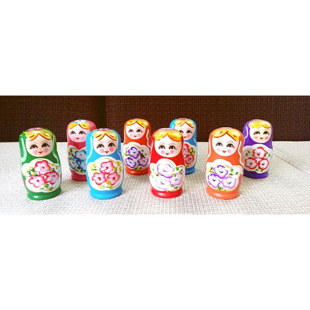 Set 5 mô hình đồ chơi búp bê Nga Matryoshka bằng gỗ từ nhỏ đến lớn có thể lồng vào nhau