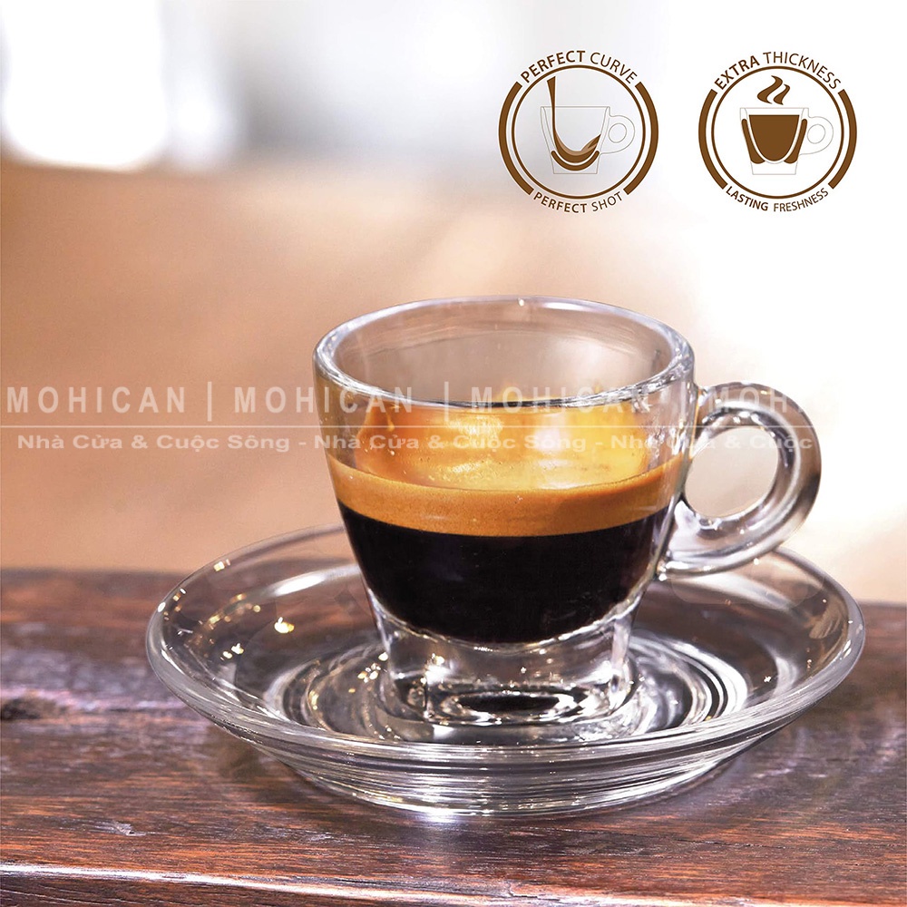 Ly thủy tinh có quai Ocean Cafe Espresso Cup 70ml, cốc thủy tinh nhỏ Thái Lan dễ thương uống trà, cà phê OCEG-P02442