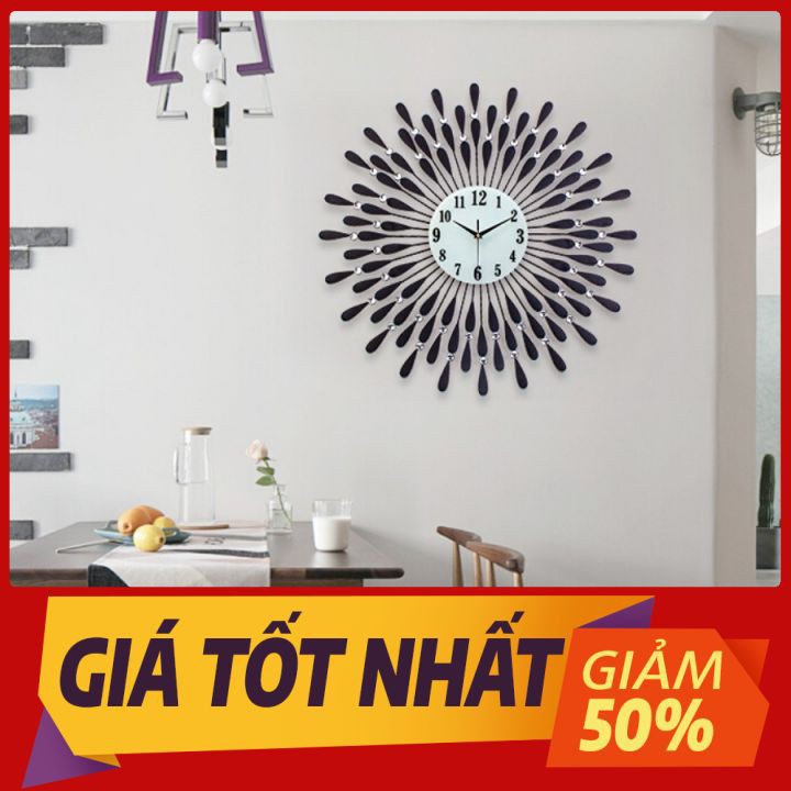 [HÀNG CAO CẤP] Đồng Hồ Treo Tường Trang Trí Nghệ Thuật 93x65cm Thép Mạ Sơn Chống Gỉ Bạc Màu CA38