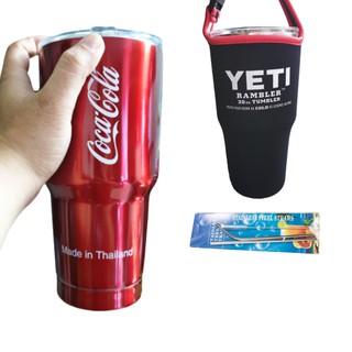 COMBO LY GIỮ NHIỆT COCA ĐỎ 900ML ĐỦ PHỤ KIỆN