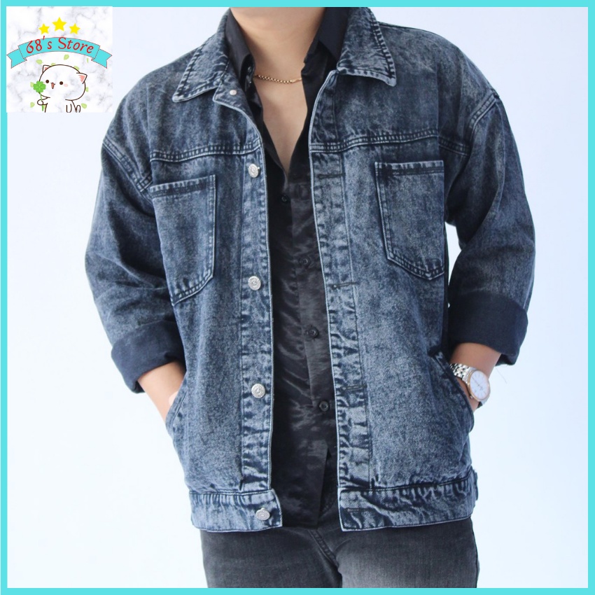 Áo khoác jean nam form rộng cao cấp 68's Store mẫu bigsize 3XL đến 115kg mặc chống nắng thoáng mát