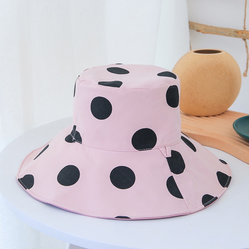 Nón Tai Bèo Chống Tia UV Có Thể Đảo Ngược Họa Tiết Chấm Bi Tròn