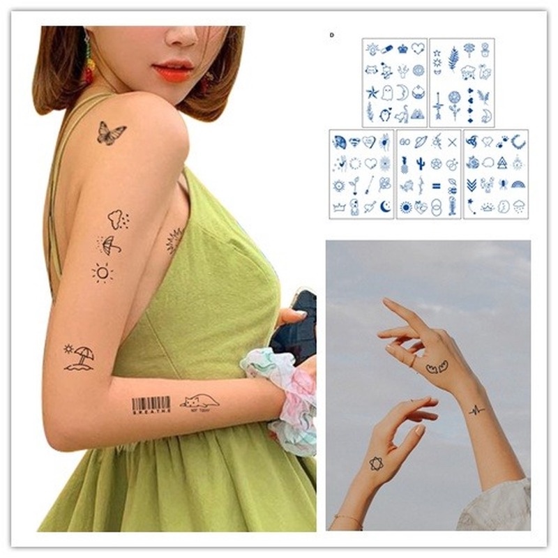 Hình Xăm Dán Họa Tiết Mặt Cười/Trái Tim/Chữ Phong Cách Mùa Hè Độc Đáo