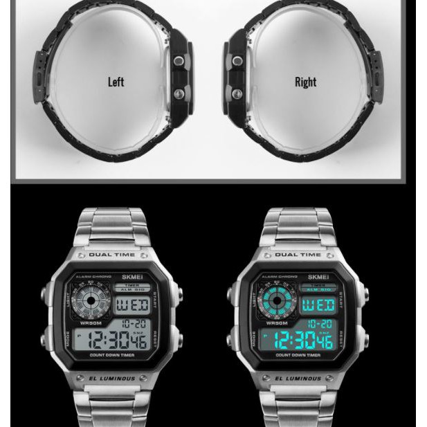 (CHÍNH HÃNG) Đồng hồ nam Skmei DO44 Dual time Digital Watch dây thép không gỉ + Tặng dây da thay thế | BigBuy360 - bigbuy360.vn