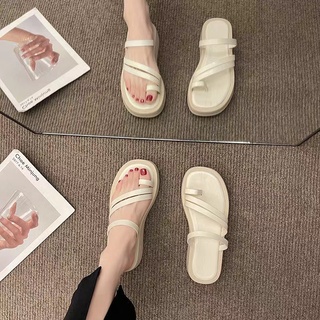 Giày sandal nữ đế dày màu trơn thời trang retro