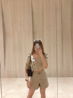 SET ÁO CỔ VUÔNG NÚT GỖ QUẦN SHORT (KÈM HÌNH THẬT)