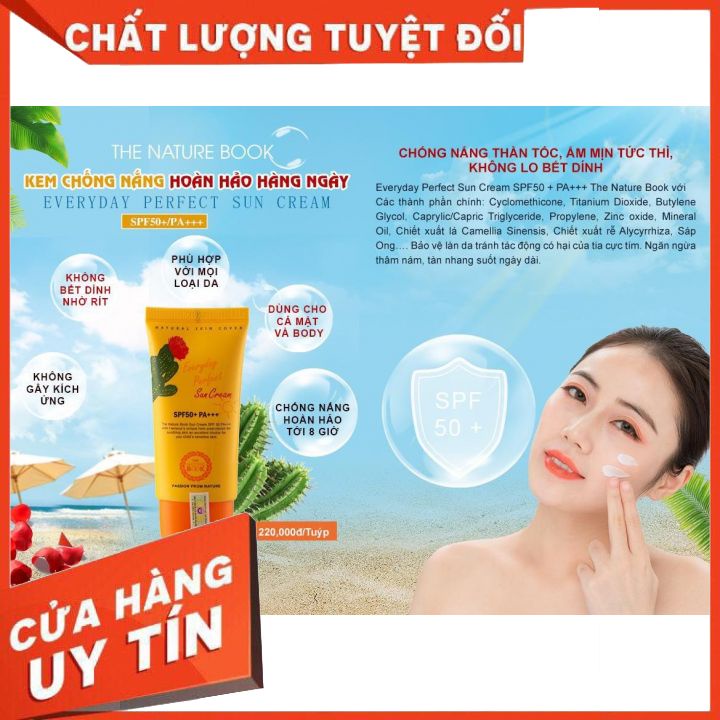 Kem Chống Nắng Vật Lý Thien Nhiên The Nature Book Cho Mọi Loại Da 50g- SPF50+/PA+++