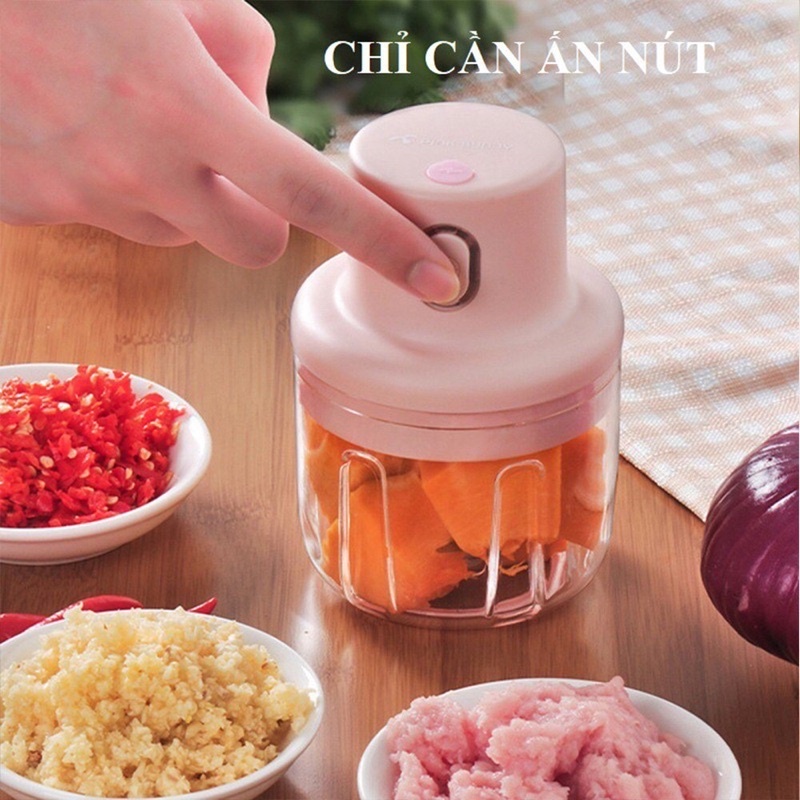 MÁY XAY MINI TÍCH ĐIỆN CẦM TAY ĐA NĂNG say đồ ăn dặm cho bé, nhỏ gọn-dễ sử dụng (250ml)