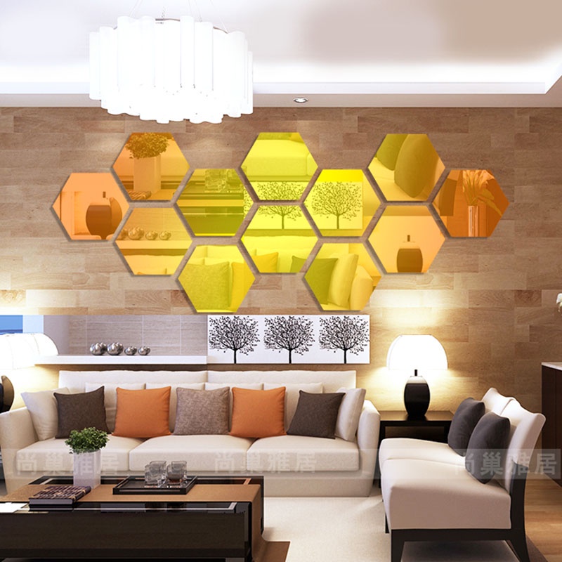 12 Miếng Dán Tường Hình Lục Giác 3D