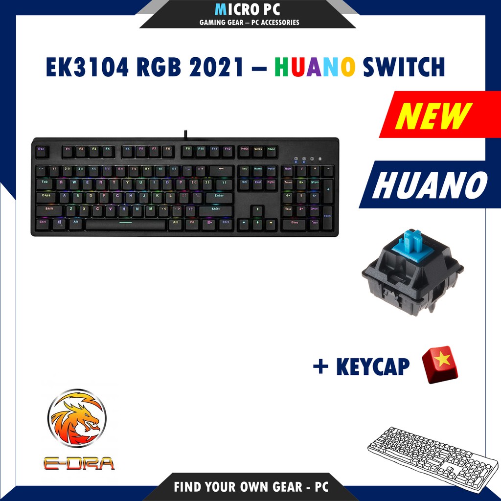 Bàn Phím Cơ Gaming🎮FREESHIP🎮 E-DRA EK3104 RGB 2021 (Huano Switch/Type C/Cherry Stab) - Hàng chính hãng BH 24 tháng | WebRaoVat - webraovat.net.vn