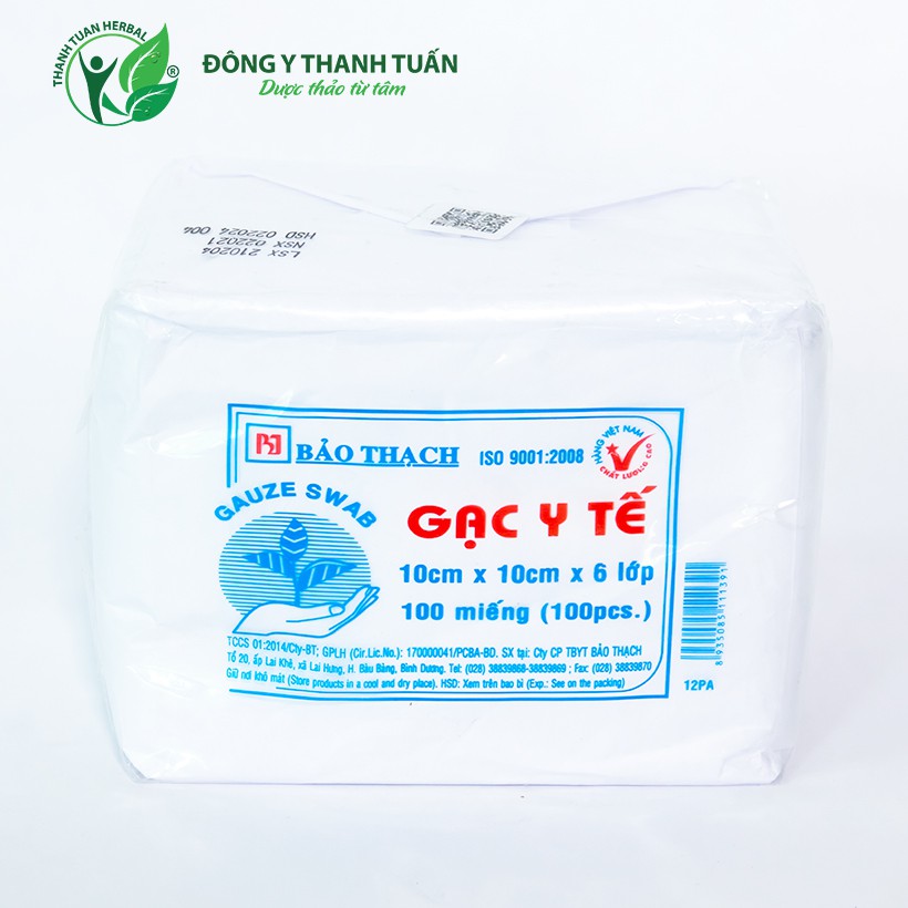 [BỎ SỈ] Gạc Y Tế Miếng Bảo Thạch 10 cm x 10 cm x 6 Lớp (Bịch 100 miếng)