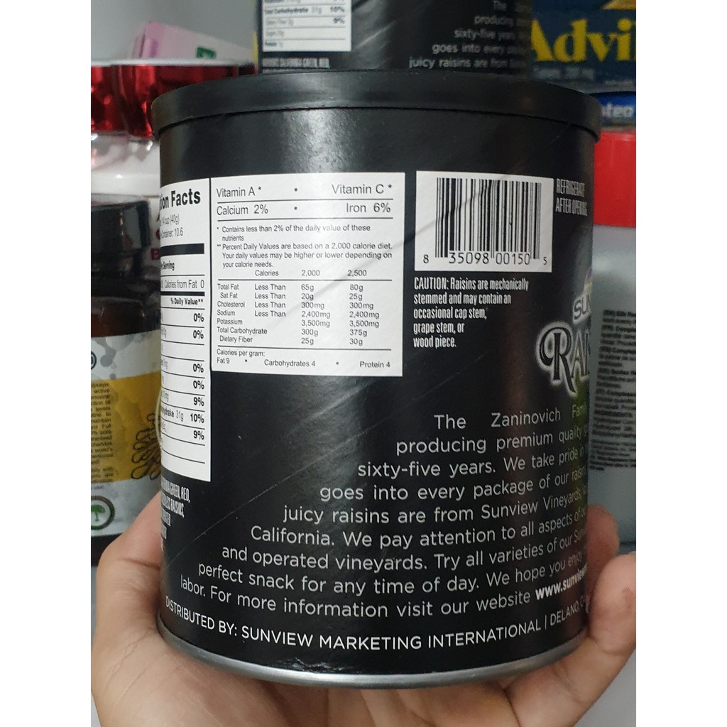 Nho khô hỗn hợp Sunview Raisins hộp 425g từ Mỹ, nho khô Mỹ