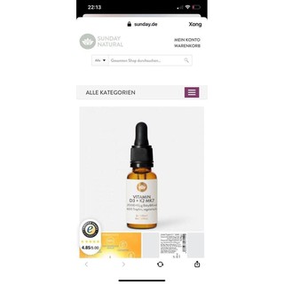 VITAMIN D3 K2 MK7 Sunday Natural 20ml