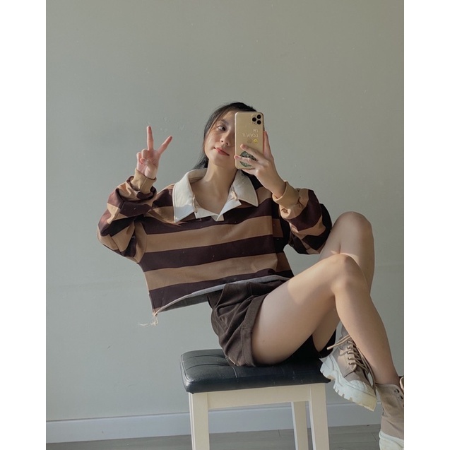 Áo nỉ da cá cổ bẻ AP501 LOLLIE STUDIO