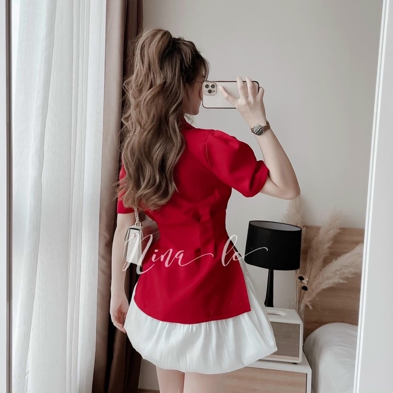 SET ÁO CỔ VEST TN + CHÂN VÁY XOÈ❤️🖤 | BigBuy360 - bigbuy360.vn