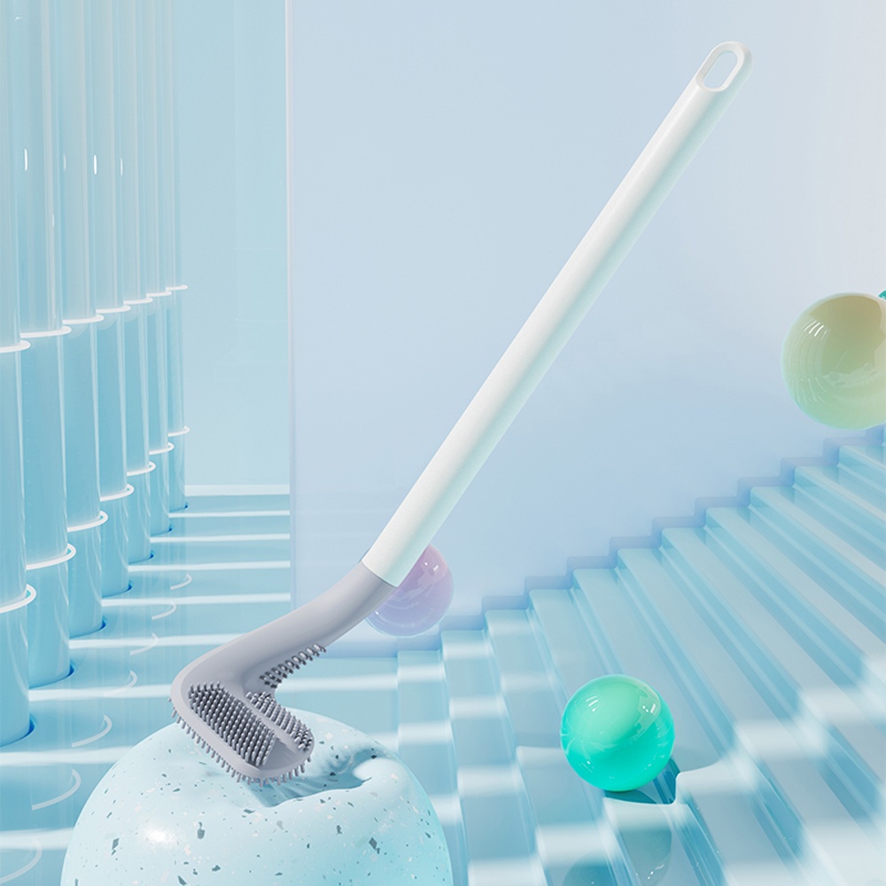 Bàn chải silicone vệ sinh toilet/ nhà tắm/ nhà bếp gắn tường có móc treo tiện dụng