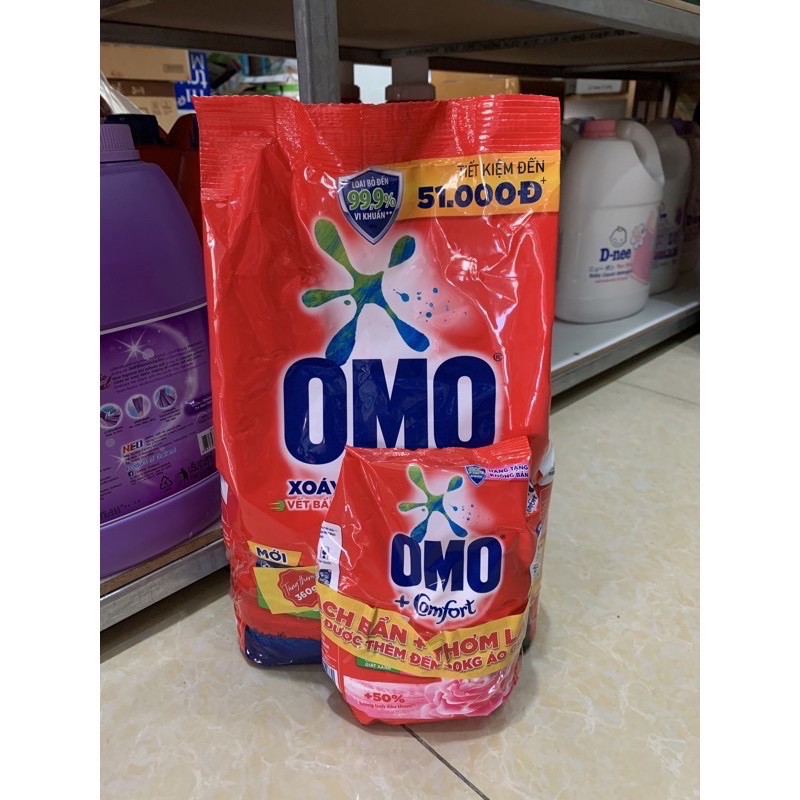 Bột giặt OMO 3kg sạch cực nhanh tặng kèm ô mo 360g(hot)