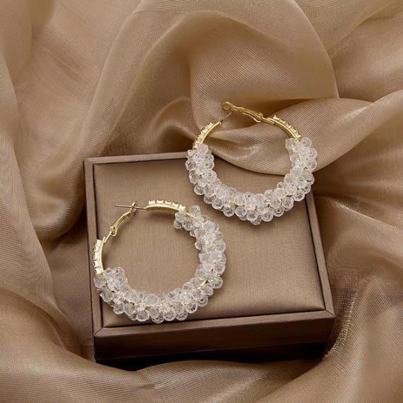 Bông Tai Mạ Bạc 925 Hình Chữ C Đính Pha Lê Phong Cách Nhật Hàn Cổ Điển Thời Trang Cho Nữ