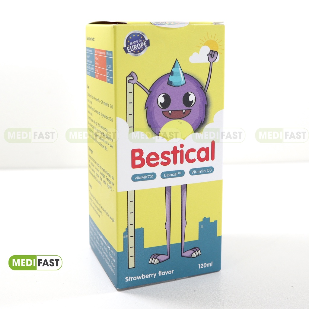 Siro Bestical bổ sung calci Vitamin D3K2 Canxi cho bé Bestical 120ml - giúp bé phát triển chiều cao,xương răng chắc khỏe