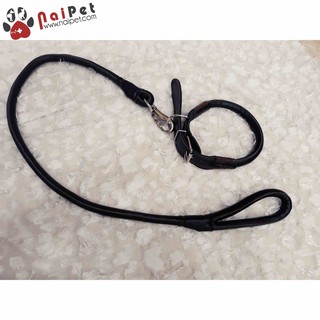 Dây Dắt Kèm Vòng Cổ Da Cho Chó DDVC003