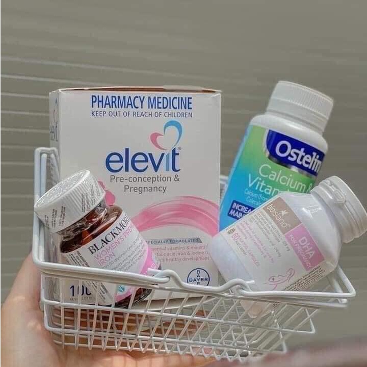 Viên Uống Bayer Elevit Bầu Úc - Vitamin Tổng Hợp Bồi Bổ Sức Khỏe Mẹ Bầu, Bảo Vệ Sức Khỏe Cơ Thể 100 Viên