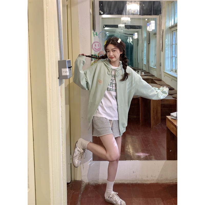 Áo Hoodie Dáng Dài Rộng Phong Cách Mùa Thu Mới Cho Nữ