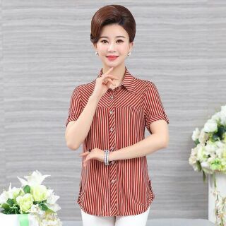Áo sơ mi nữ trung niên thời trang chất thô lụa mềm mại QCNP1021