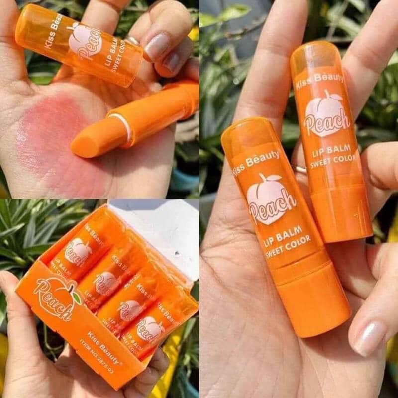 🍑  Son Dưỡng Đào Hồng Môi Kiss Beauty Peach Lip Balm Sweet Color Siêu Mềm Môi - Y149 | BigBuy360 - bigbuy360.vn