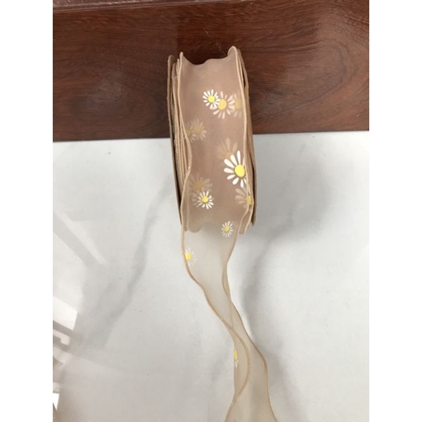 Ruy băng voan hoa cúc cao cấp làm sản phẩm handmade