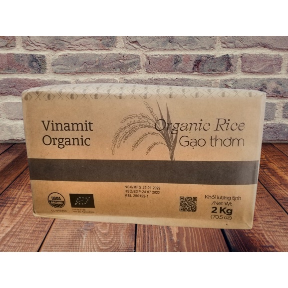 Gạo thơm hữu cơ Vinamit Organic 2kg hương vị dẻo thơm