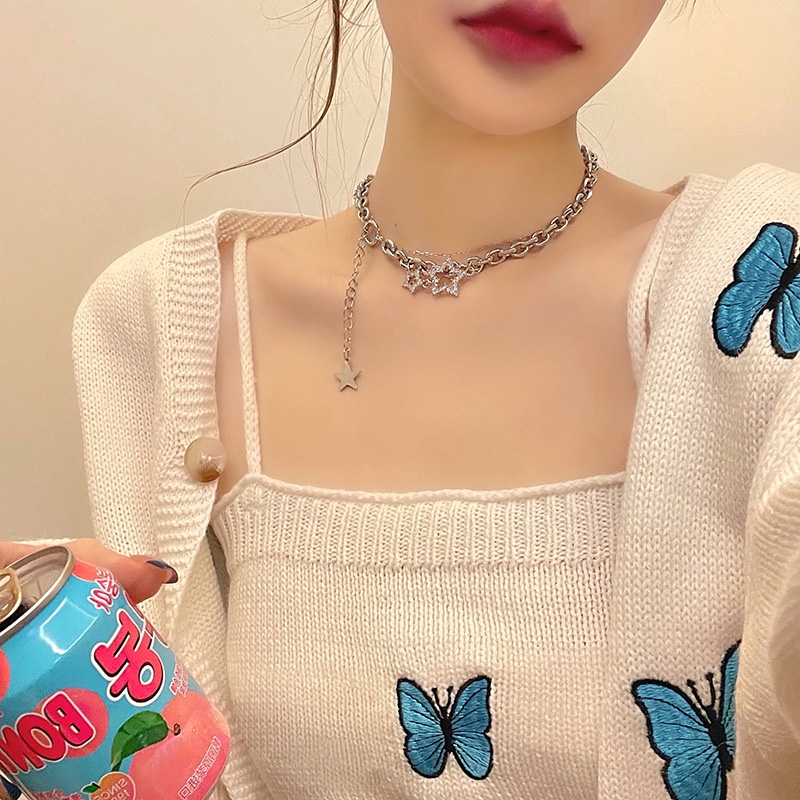 Vòng cổ hai lớp hình ngôi sao phong cách hip hop