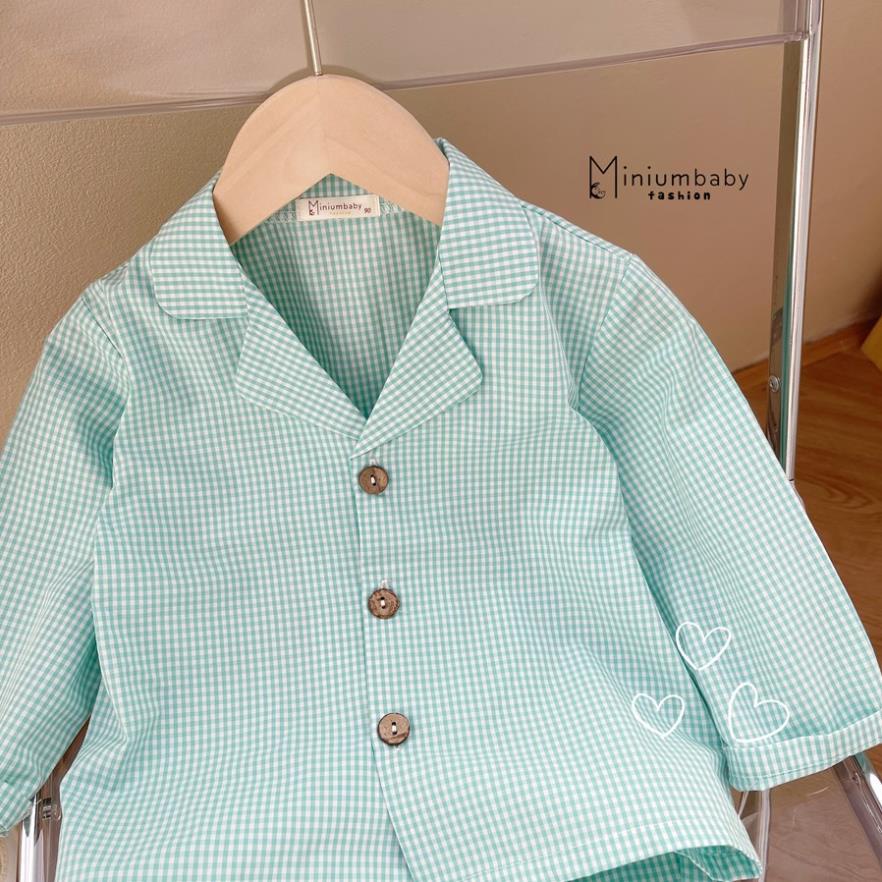 Bộ Pijama kẻ sọc dài tay thu đông cho bé trai/ gái bé gái chất thô cara, quần áo ngủ trẻ em MiniumBaby-SB1319