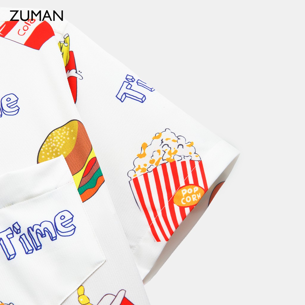 Áo sơ mi hoạ tiết nam tay ngắn Popcorn Shirt ZUMAN ASM145 form suông, chất lụa chéo cao cấp thoáng mát, không nhăn | BigBuy360 - bigbuy360.vn