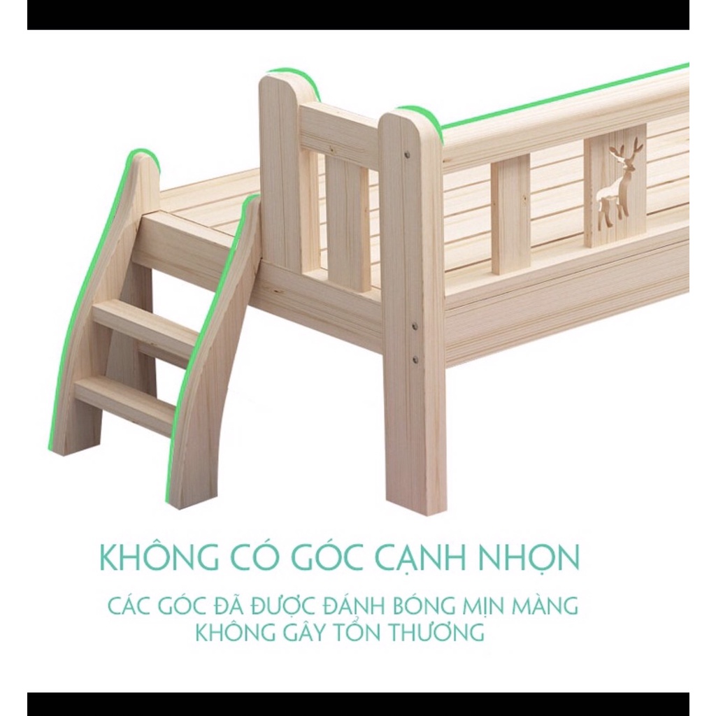 Giường ngủ cho bé,Gỗ Thông Không Sơn- Kích thước 200*100*40cm