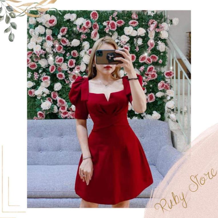 Đầm dự tiệc xoắn ngực tay phồng sang trong Mar Dress [KÈM ẢNH THẬT]