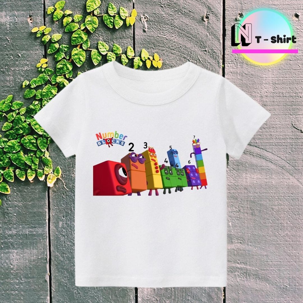 Áo thun cho bé trai và bé gái in hình hoạt hình Number Blocks dễ thương, chất liệu cotton mềm mịn thoáng mát NTShirt 08