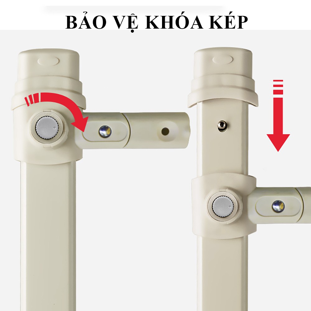 Thanh chắn giường cao cấp khung thép bọc đệm đủ kích thước 1.2m, 1.8m, 2m, 2.2m, khóa kép, nâng hạ dễ dàng an toàn