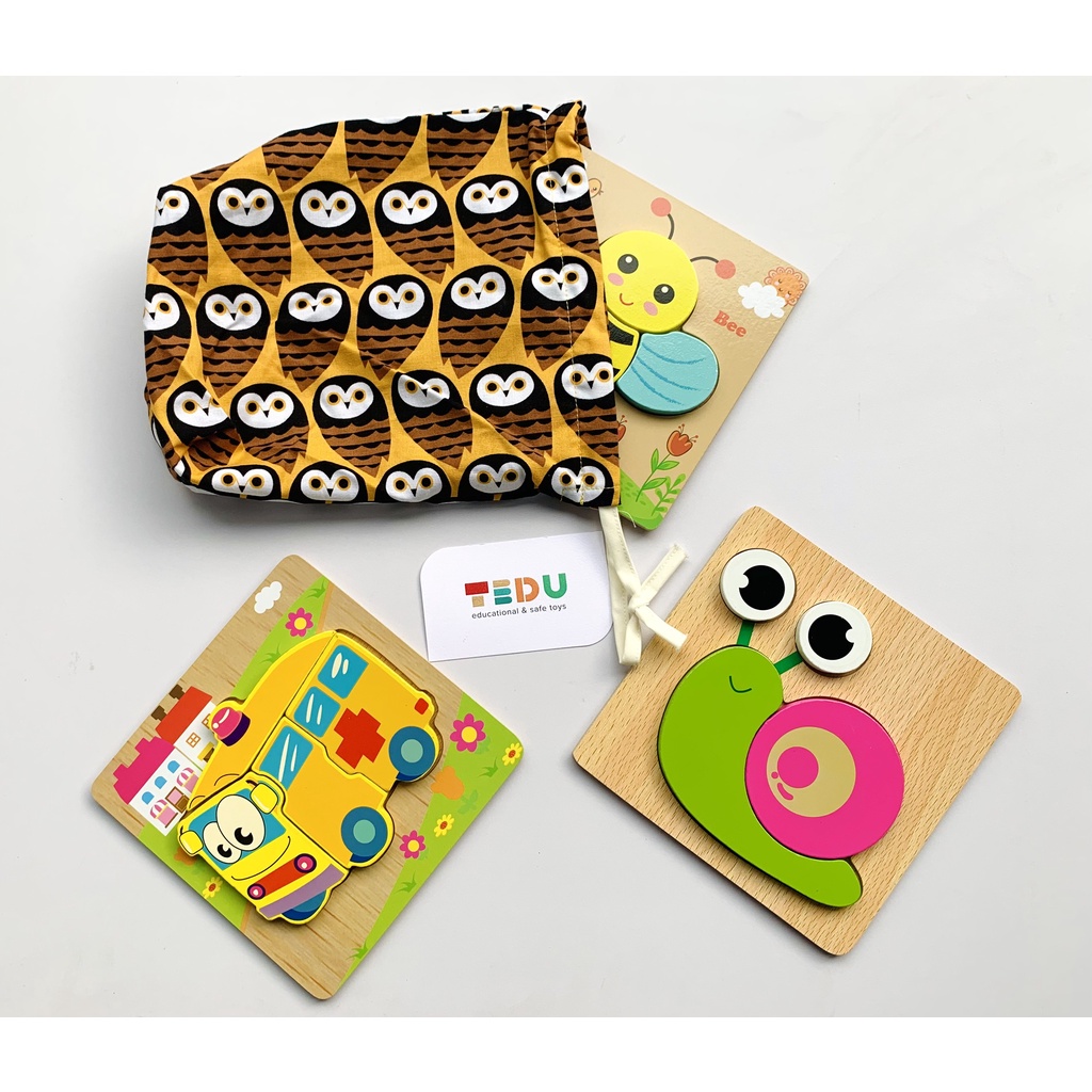 Đồ chơi gỗ ghép hình tư duy hình hoạt hình vui nhộn TEDU