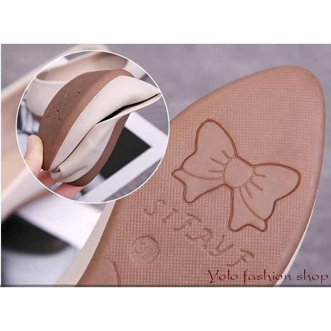 Giày búp bê nữ mũi nhọn da mềm giản dị đế 2cm cực êm chân -Kèm hình thật