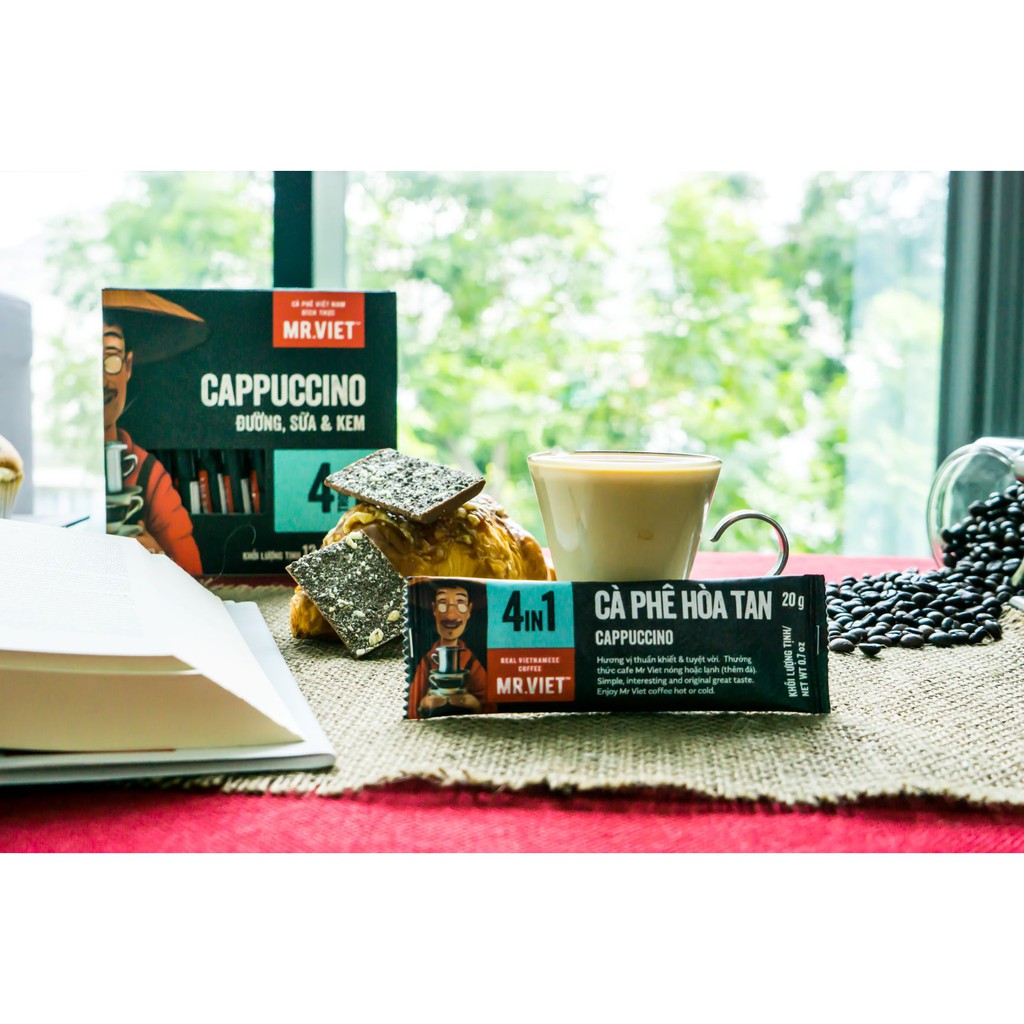 Combo 5 hộp cà phê hòa tan 4 trong 1 Cappuccino( Combo 5 boxes instant coffee Cappucino 4in1 )