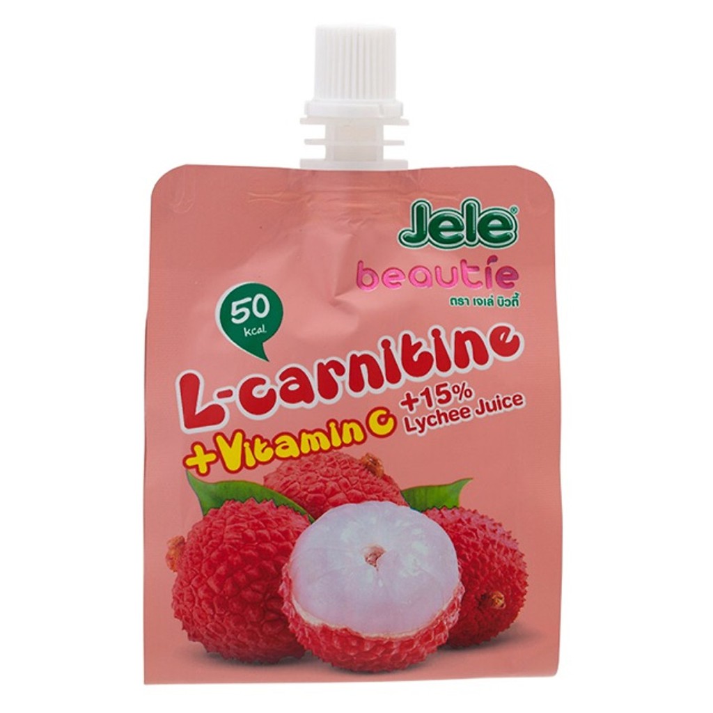 Lốc 3 Gói Nước Ép Trái Cây Thạch Vị Vải Jele L-carnitine 150gr - Nước Ép Trái Cây Thái Lan