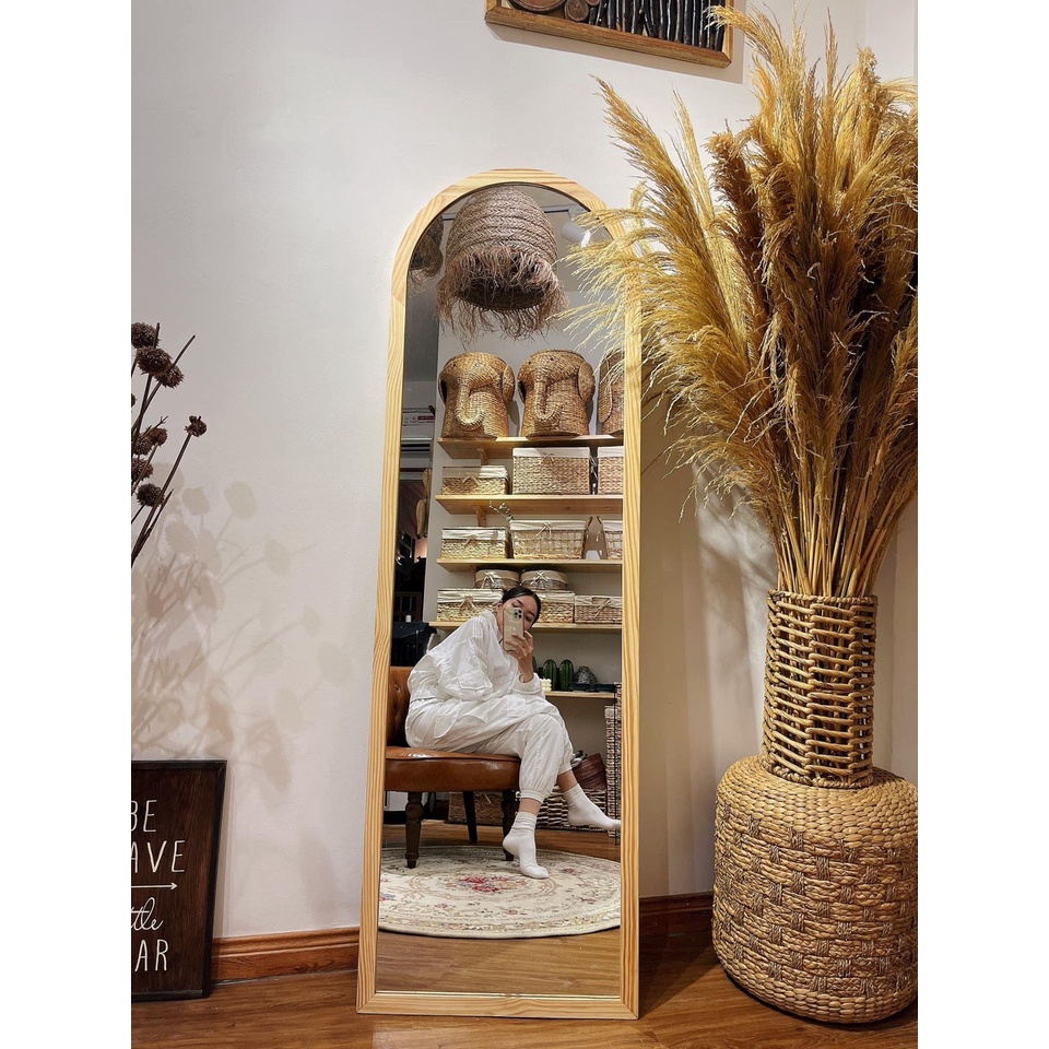 Freeship Nội Thành - Gương Soi Toàn Thân Viền Gỗ - Sindecor - Gương đứng Chữ A 170*50 cm - Nội Thất Kiểu Hàn Lắp Ráp