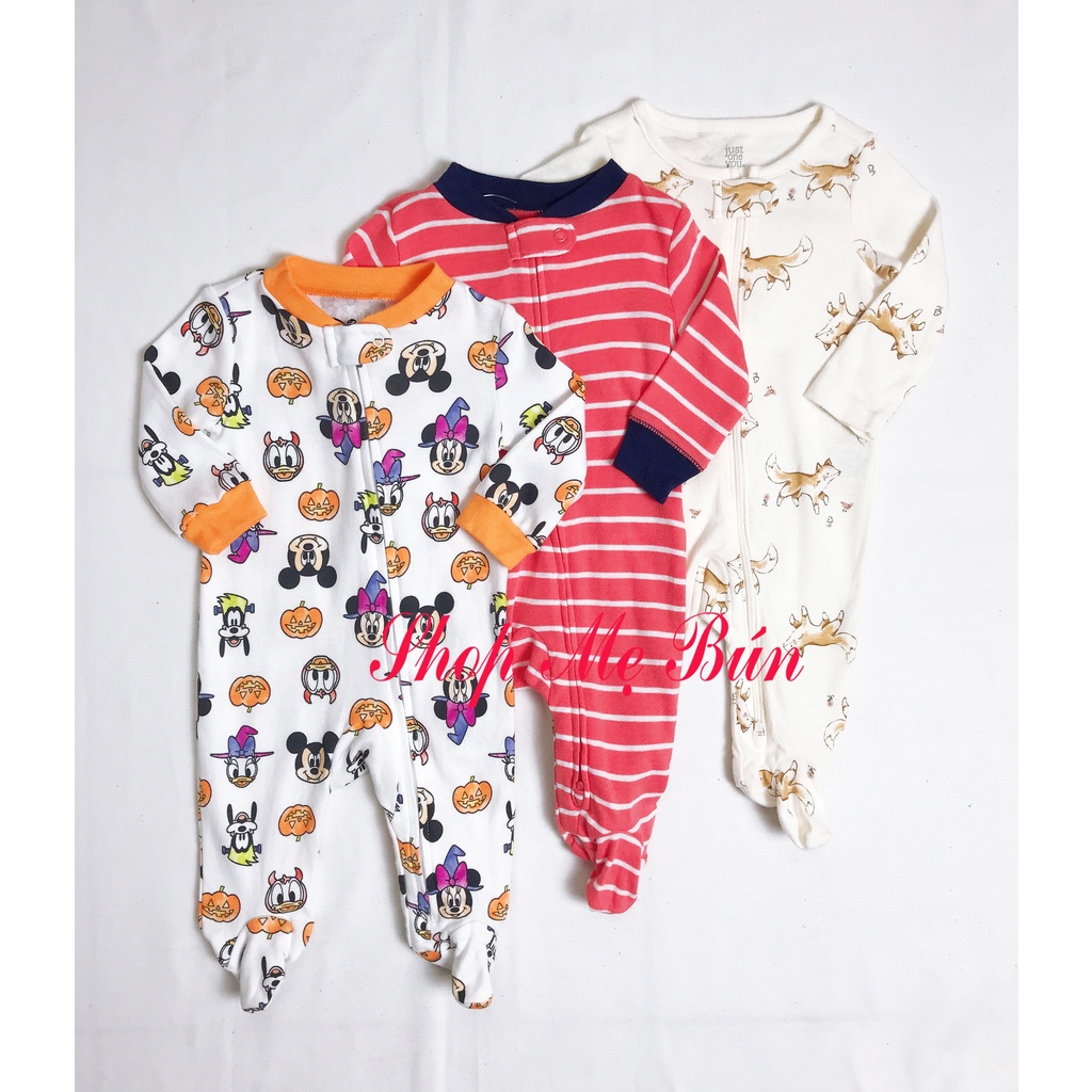 Body sleep vải 100% cotton, bộ liền thân cho bé trai, bé gái hàng xuất dư xịn