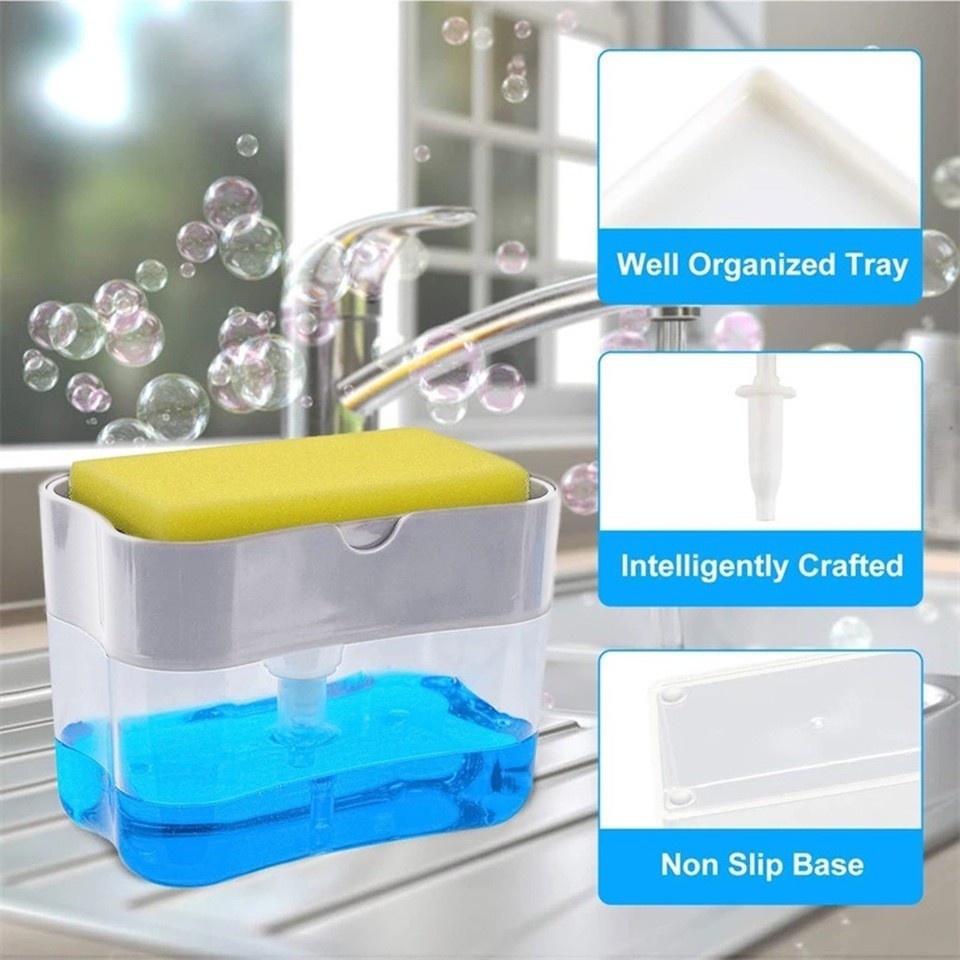 Hộp đựng nước rửa chén bát đa năng - Tặng miếng rửa 2 mặt