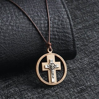 Dây chuyền mặt tròn bằng gỗ khắc hình chúa Jesus